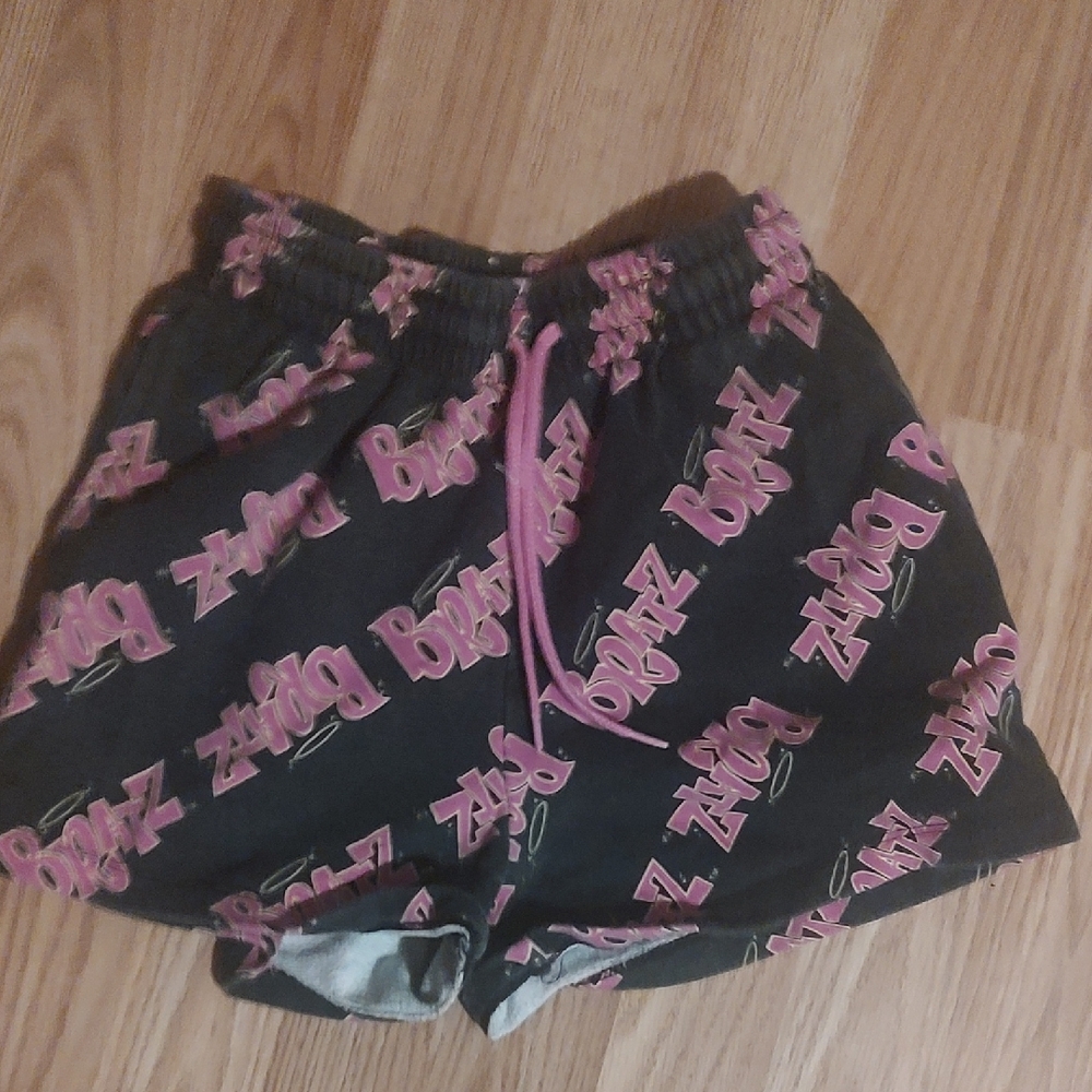Black and Pink Logo Print Shorts